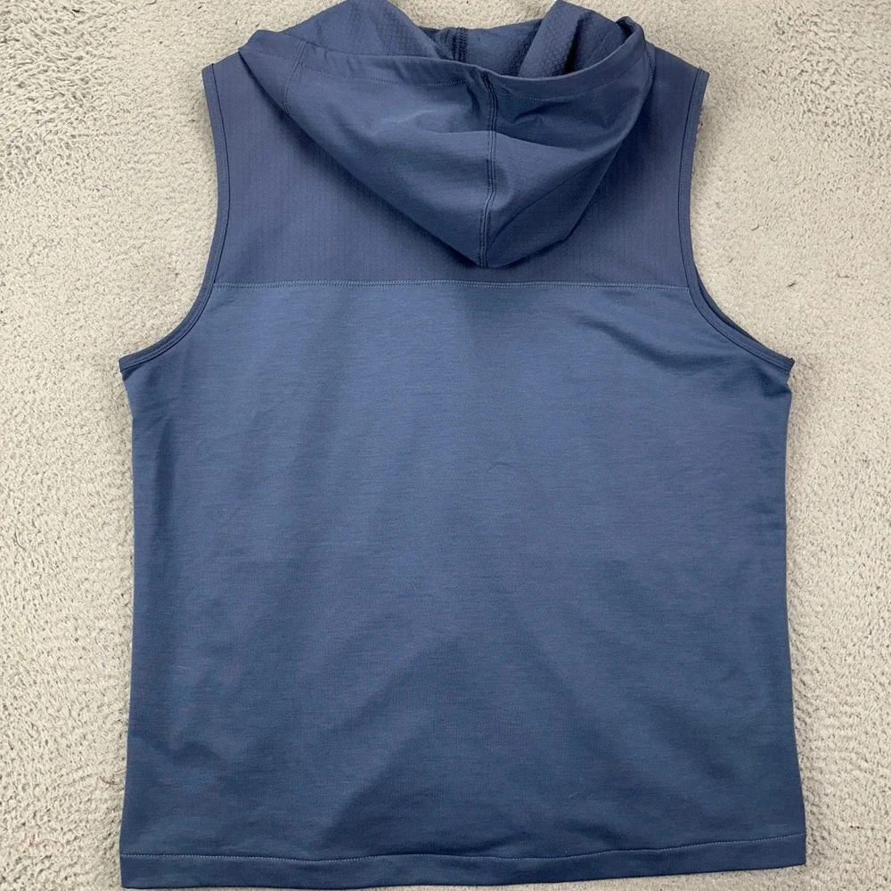 VRST Vest Mens Large Blue Hoodie Athletic Training Full Zip Sleeveless Stretch